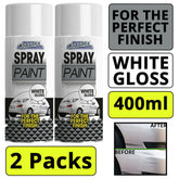 2X Gloss White Car Spray 400ml Spray Paint